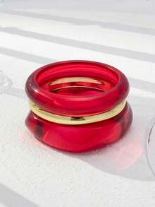 3pcs/Set Women's Personalized Fashion Exaggerated Wide Cuff Bracelet Set, Suitable For Daily Wear (Electroplated Random) - Multicolor - View 2