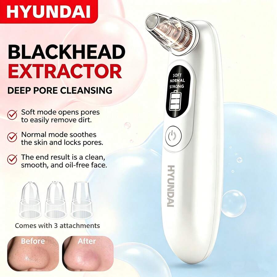 HYUNDAI USB充电式黑头真空吸出器，3种吸力模式，面部毛孔清洁器，护肤美容仪 - 查看 1