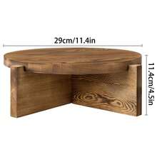 Wooden Cake Stand, Rustic Style 12-Inch Round Wooden Cake Stand - Detachable Serving Tray Dessert Base - Multicolor - View 5