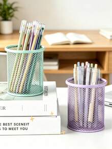 Desktop Pen Holder, Durable Metal Mesh Pencil Holder, Lightweight Pencil Storage Box, Marker Storage Box, Multi-Color Options Back To School - Multicolor - View 2