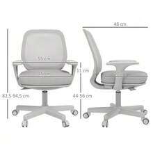 Ergonomic Office Chair With Swivel Function And Adjustable Height, 55 X 48 X 82.5-94.5 Cm, Grey Color. - Grey - View 6