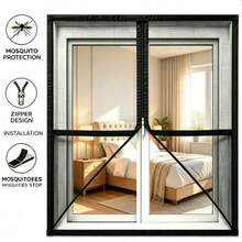 Zipper Window Mosquito Net, Self-Adhesive Hook And Loop Fine Mesh Insect And Fly Screen, Tool-Free Installation Customizable Cut-To-Size Window Screen, Durable Mosquito Netting, Suitable For Bedroom, Kitchen, Living Room, Home - A33 - View 8