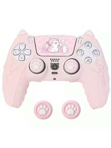 Kawaii Cat Design P5 Handle Protective Cover – Non-Slip Soft Silicone Sleeve With Analog Stick Covers & Sticker Decals, Shockproof Controller Accessory - View 14