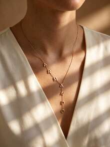 [ZzAi Custom]A Y-Shaped Shimmer Around Your Neck, Awakening Your High-End Aura. Customized Letter Necklace, Let The World Remember Your Name. - Y-shaped Chain - View 2