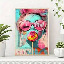 1PC | 5D DIY Diamond Painting | Lollipop Girl Diamond Painting Kit, Full Drill Mosaic Craft Set. High Definition Art Diamond Painting. Gift Diamond Painting, Focus And Relax Through DIY, Suitable For Living Room, Bedroom, Office Wall Decor Hanging Painting, Surprise Home Decor Gift For Family And Friends, Unframed [30*40cm/11.8*15.7in][40*50cm/15.7*19.7in] - No Frame - View 2