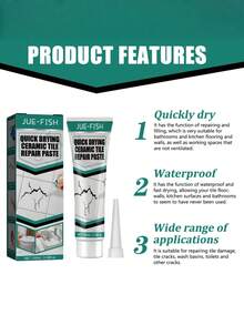 JUE FISH 1 Bottle Ceramic Repair Glue, Super Waterproof Adhesive, Strong Crack Filler, Suitable For Bathtub, Toilet, Sink Crack Repair And Renovation - White - View 5