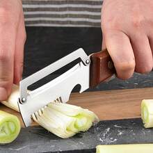 2pcs/1pc Stainless Steel Heavy Duty Peeler, Professional Sugarcane & Pineapple Slicer, With Wooden Handle, Multi-Functional Fruit & Vegetable Peeling Tool, Durable Kitchen Gadget, Suitable For Home & Outdoor - Multicolor - View 3