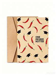 1 Set Graduation Greeting Cards & Envelopes - Beige, With Chili And Graduation Cap Pattern, Theme "Warmth Of Degree", Perfect Gift & Keepsake For Friends, Family And Classmates, Ideal Invitation For Graduation Party And Celebration Events - Multicolor - View 8