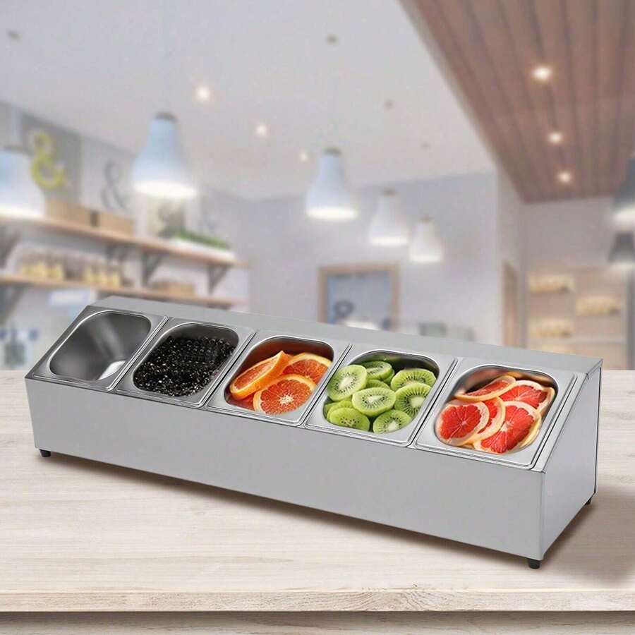 Top Shelf Gastronorm Container Rack 5 (Stainless Steel, Dishwasher-, Incl. 5 1/6 Containers With 5 Matching Lids - Slivery - View 1