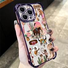 Funda para teléfono: 1 unidad de funda para teléfono con diseño floral de vaquera del oeste, compatible con Apple  11 12 13 14 15 16 17 ProMax XS X Xs Max, a prueba de golpes, transparente, estilo vintage femenino, linda y a la moda, se puede regalar a amigos o a un ser querido. - Plateado - Ver 9