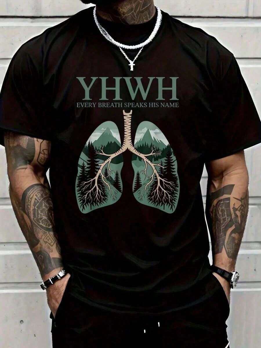 Camiseta YHWH Cada Respiración Habla Su Nombre Yahweh - Negro - Ver 1
