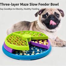 3 Layer Maze Slow Feeder Dog Bowl, Interactive Puzzle Feeding Tray To Slow Down Eating Prevent Bloating & Obesity - 300ml - View 2