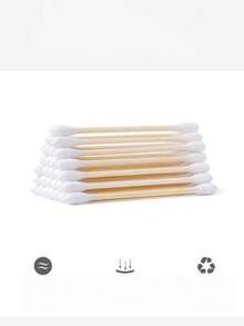Caja de 200 bastoncillos de algodón de doble punta redonda y puntiaguda de papel de colores - Desechables para quitar maquillaje, limpiar uñas y oídos - Multicolor - Ver 3