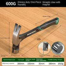 Heavy-Duty One-Piece Handle Claw Hammer, Multi-Function Carpentry Hammer, Nail Puller/Remover, Magnetic Nail Holding Hand Hammer, Manual Tool - Claw Hammer - View 4