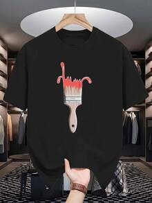 Camisetas de manga corta para hombre con diseños modernos estampados, camisetas casuales a la moda para adolescentes, perfectas para primavera y verano. - Negro - Ver 1