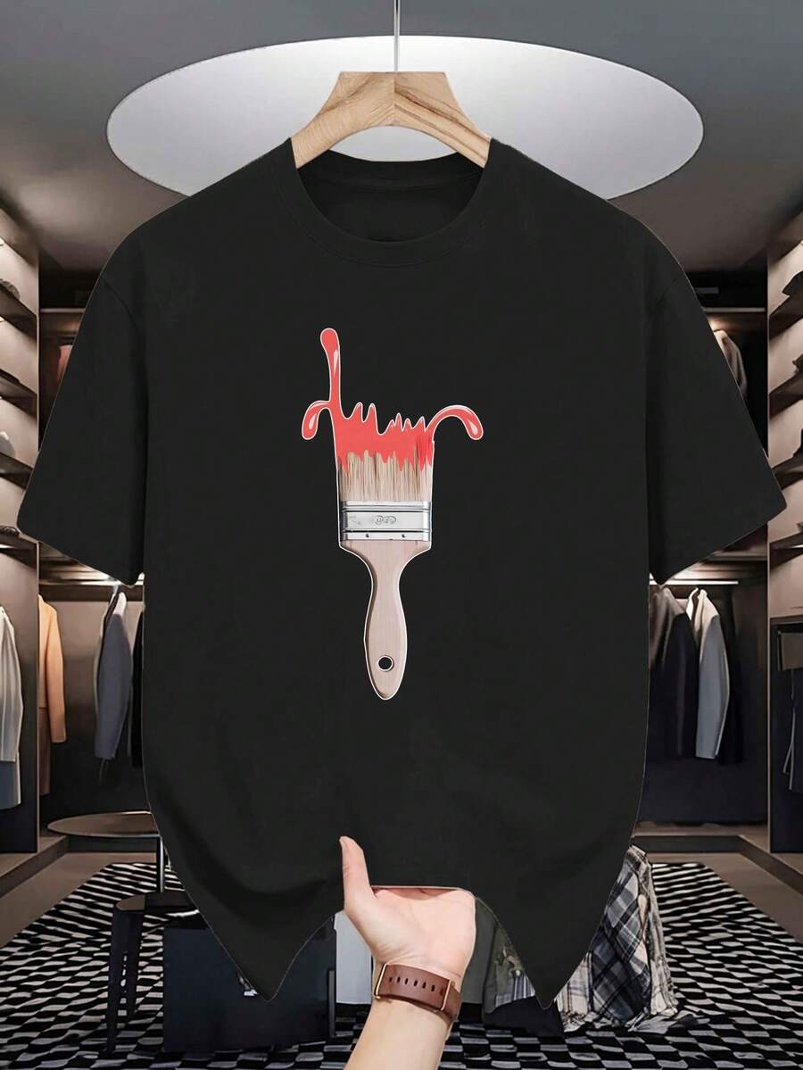 Camisetas de manga corta para hombre con diseños modernos estampados, camisetas casuales a la moda para adolescentes, perfectas para primavera y verano. - Negro - Ver 1