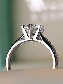 1 pieza Anillo romántico de circonita cúbica, adecuado para mujeres, adecuado para boda, compromiso, fiesta de aniversario, regalo del Día de San Valentín - 1# - Ver 3