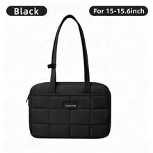 DANYCASE Bolsa para portátil de 13.3-15.6 pulgadas, bolsa de almacenamiento portátil para computadora, funda ligera de unicolor para tableta, unisex, compatible con iPad - Negro - Ver 10