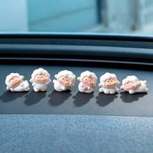 6 piezas Adorno creativo y lindo de oveja para salpicadero de coche, escritorio, pantalla de ordenador, accesorios de decoración DIY para interior de coche, oficina y escritorio - Linda ovejita - Ver 6