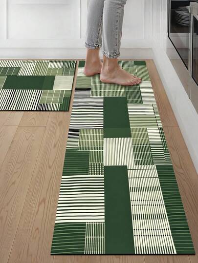 1pc Rubber Material Kitchen Runner Rug, Colorful Geometric Printed Pattern, Nordic Luxury Style Kitchen Mat, Long Runner Rug Laundry Room Carpet, Thick Fabric With Comfortable Foot Feel, Easy To Clean, Machine Washable And Hand Washable, Practical Entryway Door Mat Home Decor Rug, Suitable For Dining Room, Kitchen, Laundry Room, Indoor Doorway And Other Indoor Areas