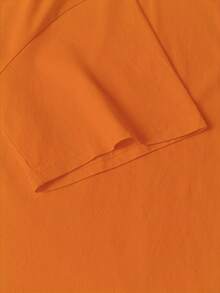 Top in cotone arancione personalizzato da donna, vestibilità ampia, per l'estate 2026, con stampa di lettere sul retro, stile minimalista da vacanza - Arancione - Visualizzare 9