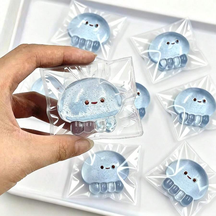 1pc TPR Jellyfish Squeeze Toy, Soft Slow Rebound Squishy Fidget Sensory Stress Relief Toy, Cute Sea Animal Desktop Decompression Toy, Party Favor Birthday Halloween Christmas Gift, Random Packaging