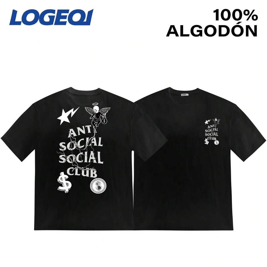 Men's Oversized T-Shirt, 200g Cotton, Streetwear Sadboy Style | Loose Fit, Casual Short Sleeve Urban Fashion For Everyday Wear, Unisex Summer Clothing, Streetwear - 綠色 - 查看 1
