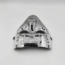 Disco Ball Mirror Mask For Men And Women, Shiny Reflective Mirror Ball Mask, Retro Disco Mosaic Glitter Mirror Mask, Costume Accessory For Party, Masquerade, Bar, DJ, Stage Performance, Adult Makeup Ball, Can Be Used As Desktop Glass Mirror Decoration Ornament - Multicolor - View 4