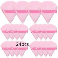 6/20/24/50/60/100 piezas Borla de polvo triangular, Borlas de polvo suelto para maquillaje, Borla de polvo fijador para maquillaje, Almohadillas de borla facial para polvo prensado, Aplicador de esponja de polvo para rostro y ojos (Rosa) - Rosa - Ver 11