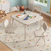 Collapsible Kids Table And Chairs Set – Space-Saving Children's Furniture – Durable Metal Frame – Easy Storage – Ideal For Dining, Learning, Play, Daycare, Study Room - Beige - View 8