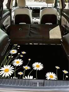 可愛白色雛菊汽車後車廂內襯墊，通用款，防污防刮防水，後車廂內裝保護墊，寵物旅行露營女性禮物 - A - 查看 4