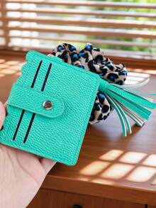 Wristlet Wallets For Women, Keychain RFID Blocking Credit Card Holder, Small Girly Wallet With Bracelet, Silicone Beaded Tassel Key Ring Card Holder - 2849 - View 1