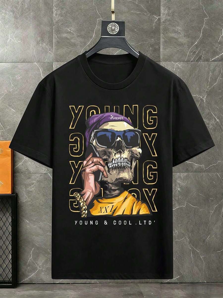 Men T-Shirts - 黑色 - 查看 1