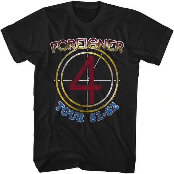 Foreigner T Shirt Tour '81-82 Mens Short Sleeve T Shirts Vintage Style 80s Music Graphic Tees