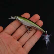 1pc 3D Bio-Mimetic Artificial Feather Sinking Minnow Lure With Laser Eyes, High-Pitch Hook Hard Bait For Outdoor Fishing - Multicolor - View 15