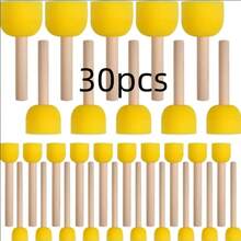 30pcs/25pcs/15pcs/5pcs Yellow Sponge Brushes, Suitable For Graffiti, Painting And Art Projects - Round Mushroom Head - Painting Sponge - View 4
