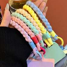 1pc Summer Fresh Dopamine Solid Color High-Quality New Handmade Woven Short Phone Lanyard Wrist Strap - Multicolor - View 5