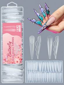 1 Caja de Moldes de Extensión de Uñas Acrílicas con Diseño de Mariposa, Formas de Esculpido de Gel UV Rápido Sin Papel en Múltiples Tamaños, Suministros Imprescindibles de Arte de Uñas para Salón & Manicura DIY en Casa - transparente - Ver 1