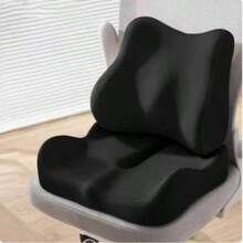 Memory Foam Support Seat Cushion And Backrest Set, Extra Large And Thick, Relieves Lower Back Pressure, Comfortable Hip Cushion, Office Chair Pad, Car Seat Booster Pad, Suitable For Home Office Seat And Backrest - Multicolor - View 4