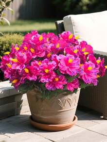 2/4 Stems Artificial Hibiscus Shrub - Realistic Artificial Flower Decoration, Suitable For Room Decor, Autumn Decor, Indoor And Outdoor Decoration, Perfect For Weddings, Gardens, Porches, Patios, Windowsills, Flower Boxes And Hanging Baskets, Maintenance-Free Plants, Artificial Outdoor Floral Shrub - Red Violet - View 5