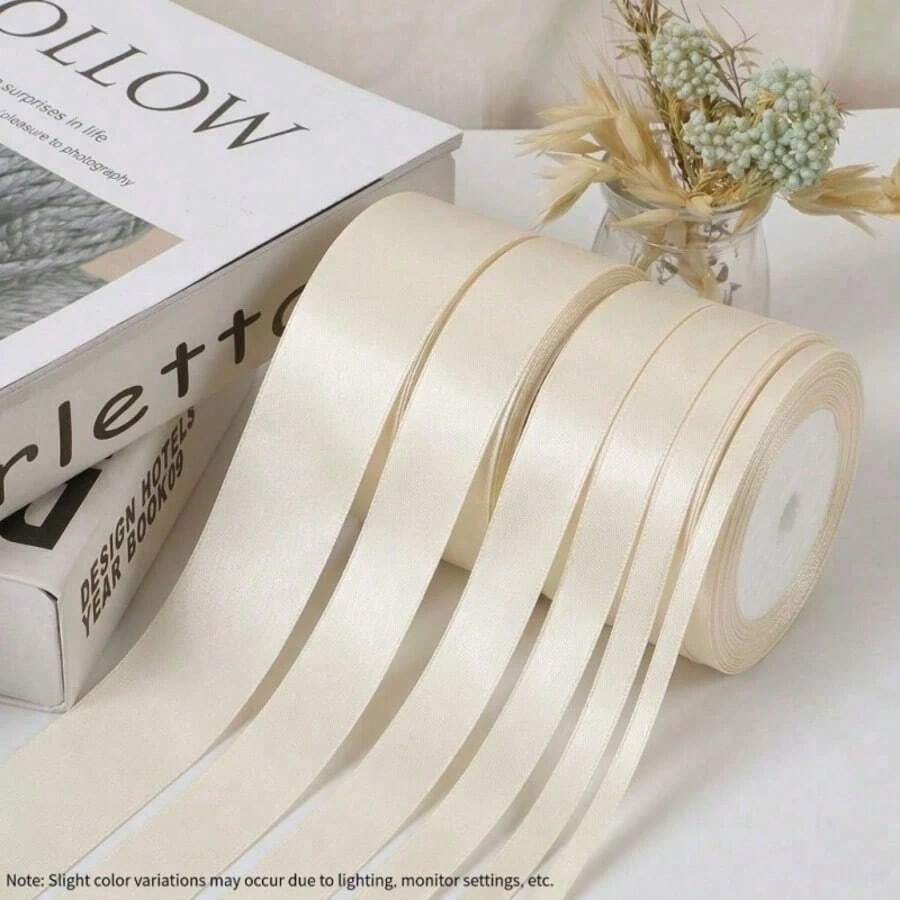 Double-Sided Glossy High-Density Colorfast Satin Ribbon, Suitable For Gift Box Packaging, Handmade Bow Hair Accessories, Flower Bouquet Bundling, Wedding Party Venue Decoration, Christmas, Valentine's Day Holiday Decor, Party Decoration, Halloween Decoration. (Machine Dyed, Slight Color Difference) - Multiple Styles - View 1
