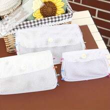2pcs Large Pre-Cut Plastic Mesh Fabric Set (2 Mesh Templates + 2 Metal Chains + 4 Large Hole Plastic Needles + 14 Positioning Buckles + 4 D-Rings + 2pcs Of Snap Fasteners), Reusable Transparent Woven Mesh, Suitable For DIY Crochet/Knitting And Handbag Making, Ideal Gift For Craft Enthusiasts - Default - View 6