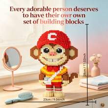 1880pcs Large Monkey King Building Blocks Set, Creative Interlocking DIY Assembly Toy, Suitable For Adults And Teenagers, Party Games, Office And Home Decor, Durable Plastic Construction Kit - Blue and White - View 7