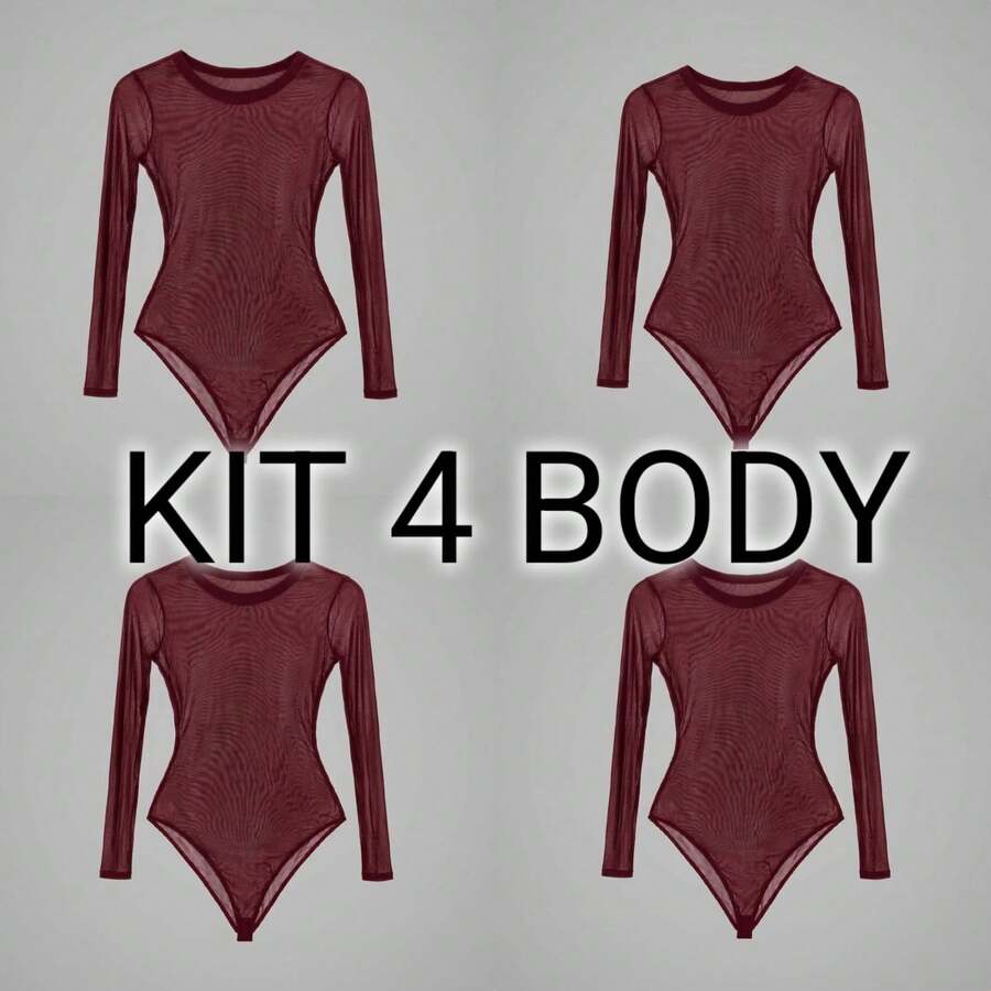 Basic Tulle Bodysuit With Long Sleeves - Fall/Winter 2025 Fashion - 4UN-wINE - View 1