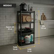 4-Tier Plastic Organizer Shelf Est-4p - Black - View 6