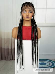 A ANYTIME Peluca de Dreadlocks Largos Africanos de Moda Trenzados a Mano de Encaje Completo de Alta Gama - Negro - Ver 8