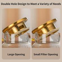 2 Pack 2 Liter/68 Oz Square Glass Pitcher With Lid, Classic Stripes Water Pitchers With Handle For Fridge, Large Jug For Iced Tea, Coffee, Borosilicate Glass Carafe For Hot/Cold Brew Drink, Gold - Gold - View 5