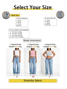 New Y2K Style Women's Cropped Straight Leg Jeans, Light Wash, Button Detail, Medium Stretch, Suitable For All Seasons - Medium Wash - View 5