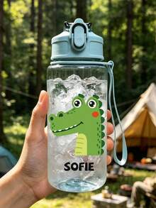 1件 500ml 個性化極簡水壺，可選姓氏首字母與姓名，可客製化名稱與 Logo，塑料飲水杯，手洗，輕量圓形，適合跑步與運動、開學第一天、返校禮物、派對、旅行、學校水壺，生日、畢業禮物，適合男孩、女孩、青少年 - 無色 - 查看 9
