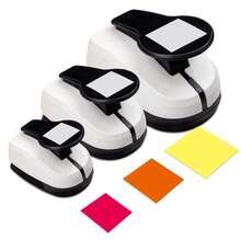 3pcs Paper Hole Punch Set, Hole Diameter 1.9 Inch (48mm), 1.5 Inch (38mm), 0.7 Inch (18mm), Square Hole Shape, Suitable For DIY Photo Paper Crafts, Scrapbooking, Student Daily Use, Portable And Easy To Use - 3pcs Square Paper Hole Puncher Set - View 5